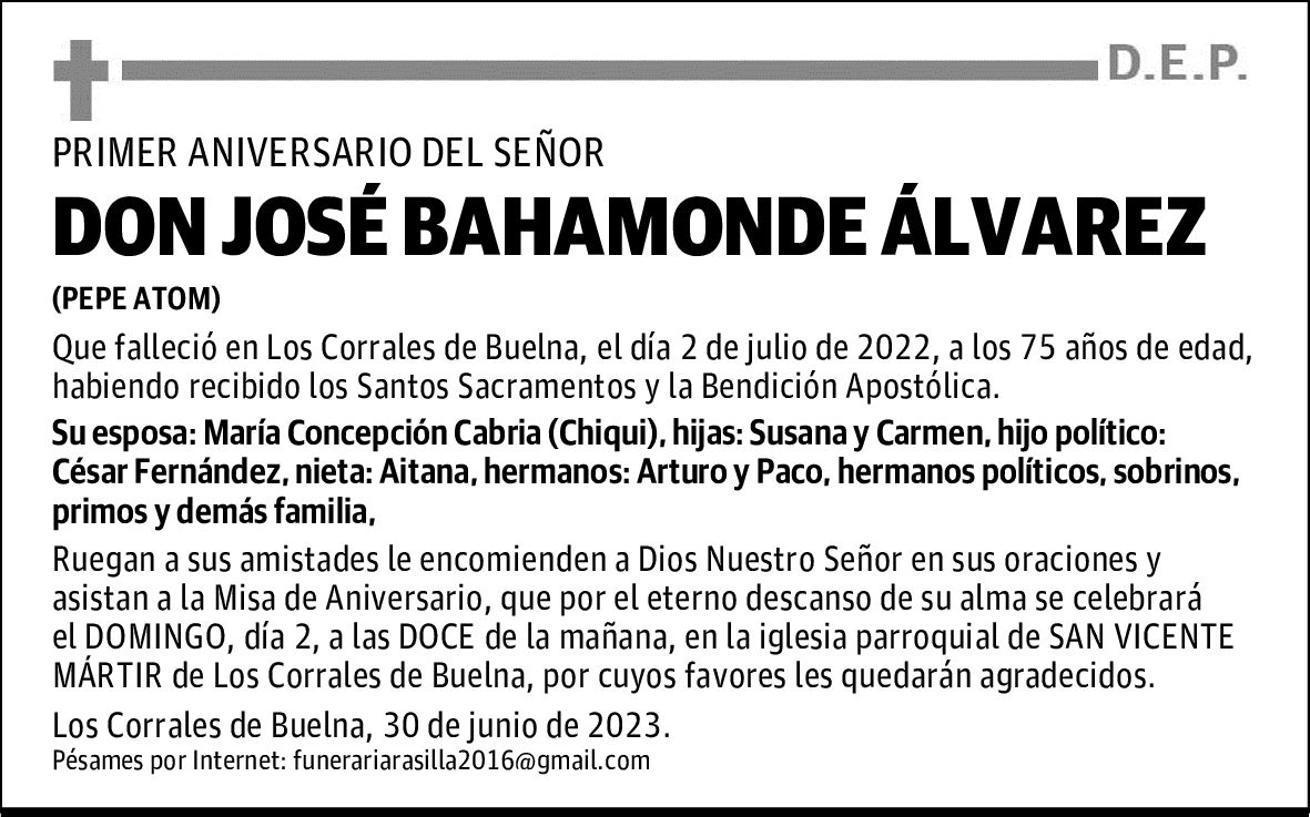 DON JOSÉ BAHAMONDE ÁLVAREZ