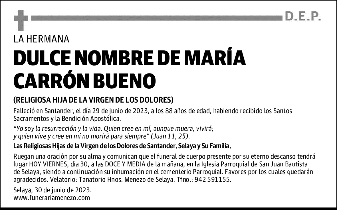 DULCE NOMBRE DE MARÍA CARRÓN BUENO