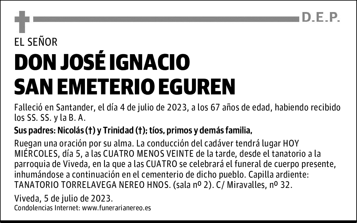 DON JOSÉ IGNACIO SAN EMETERIO EGUREN