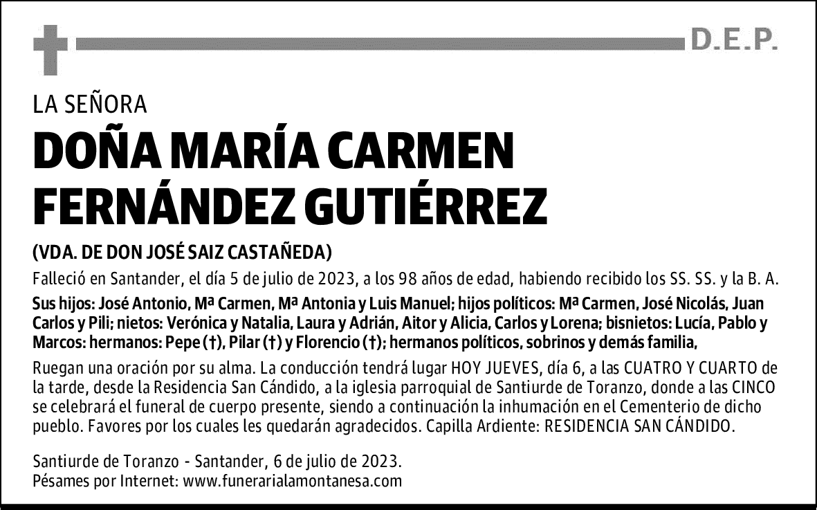 DOÑA MARÍA CARMEN FERNÁNDEZ GUTIÉRREZ