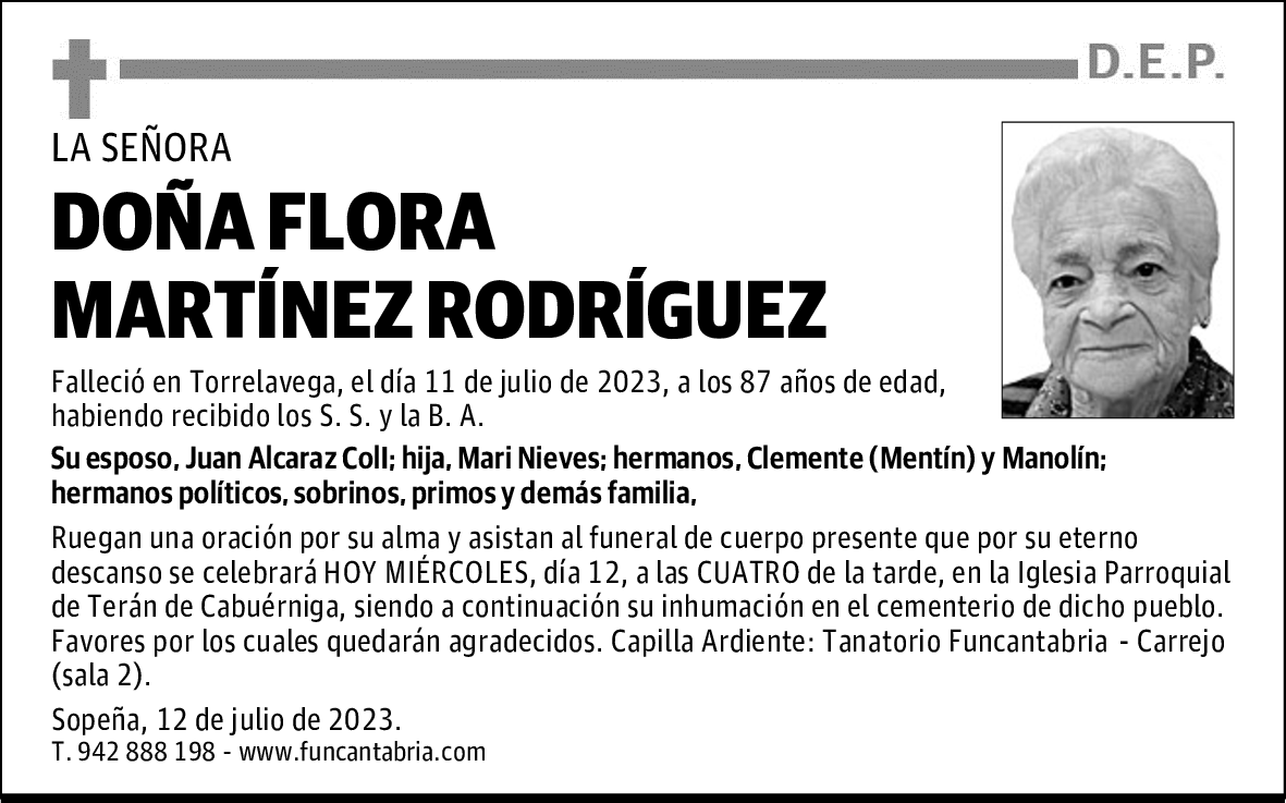 DOÑA FLORA MARTÍNEZ RODRÍGUEZ