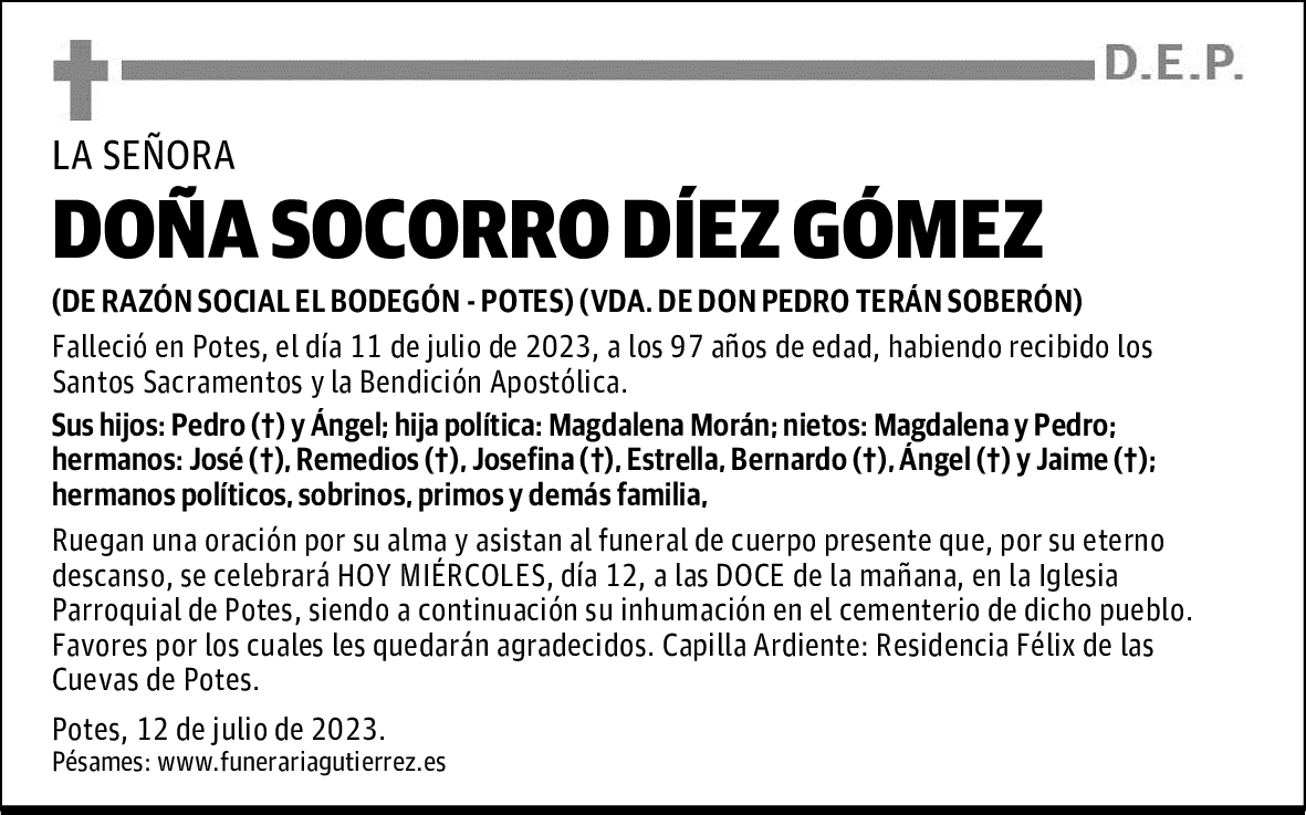 DOÑA SOCORRO DÍEZ GÓMEZ