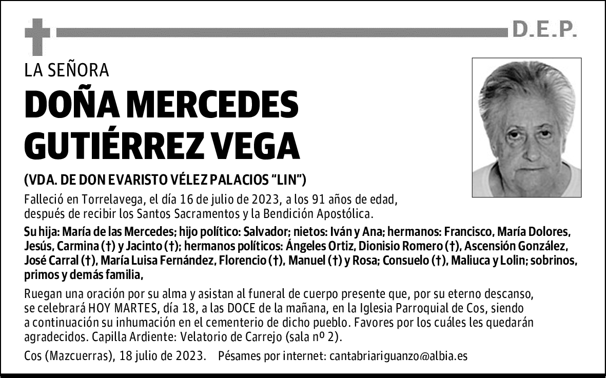 DOÑA MERCEDES GUTIÉRREZ VEGA