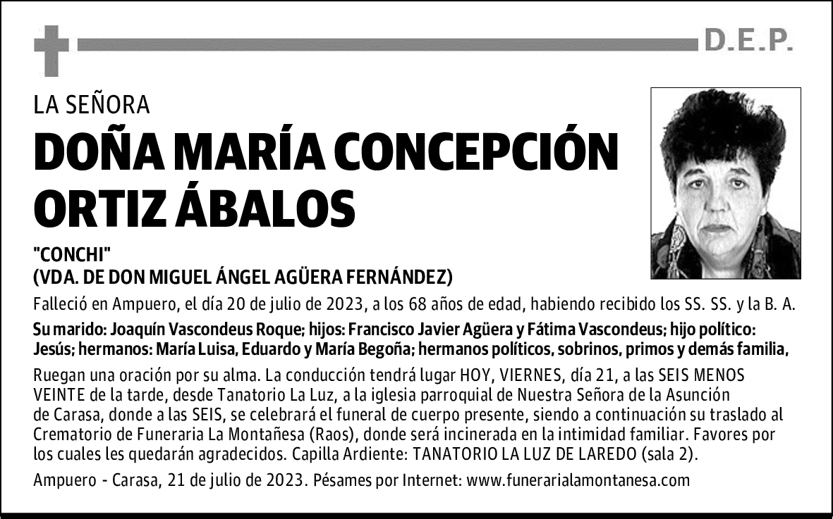 DOÑA MARÍA CONCEPCIÓN ORTIZ ÁBALOS