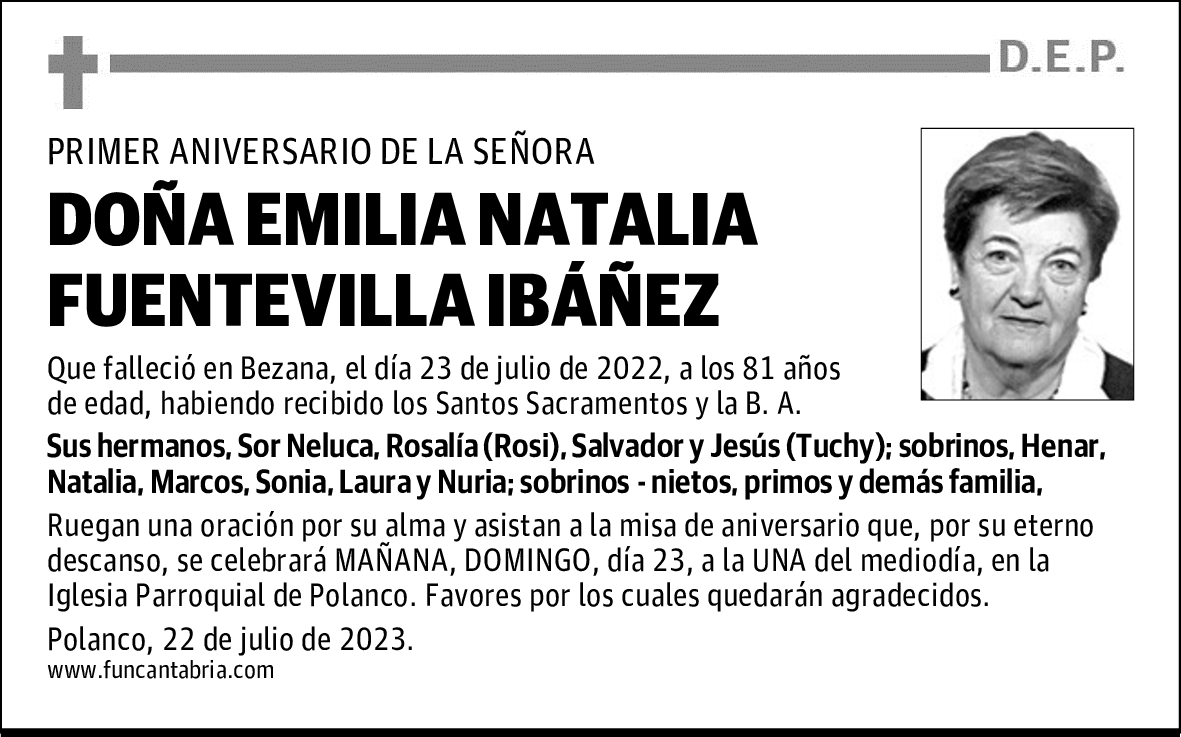 Doña Emilia Natalia Fuentevilla Ibáñez