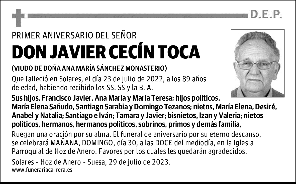 DON JAVIER CECÍN TOCA