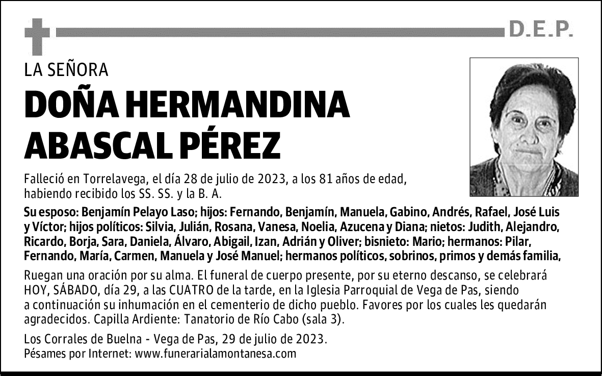 DOÑA HERMANDINA ABASCAL PÉREZ