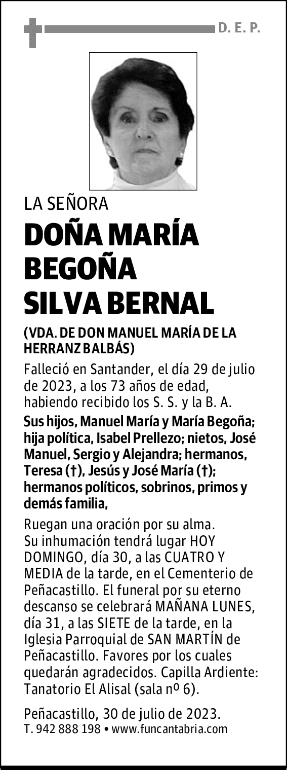 DOÑA MARÍA BEGOÑA SILVA BERNAL