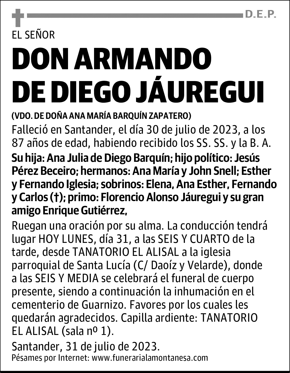 DON ARMANDO DE DIEGO JÁUREGUI