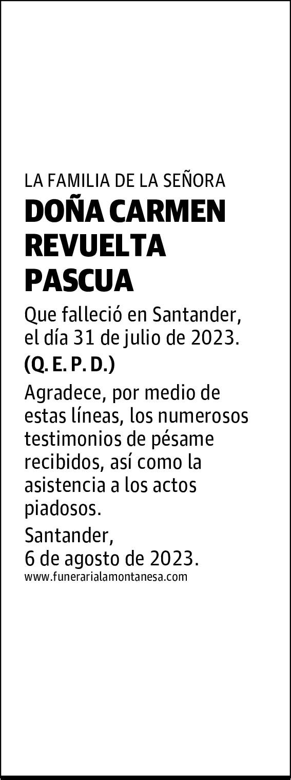 DOÑA CARMEN REVUELTA PASCUA