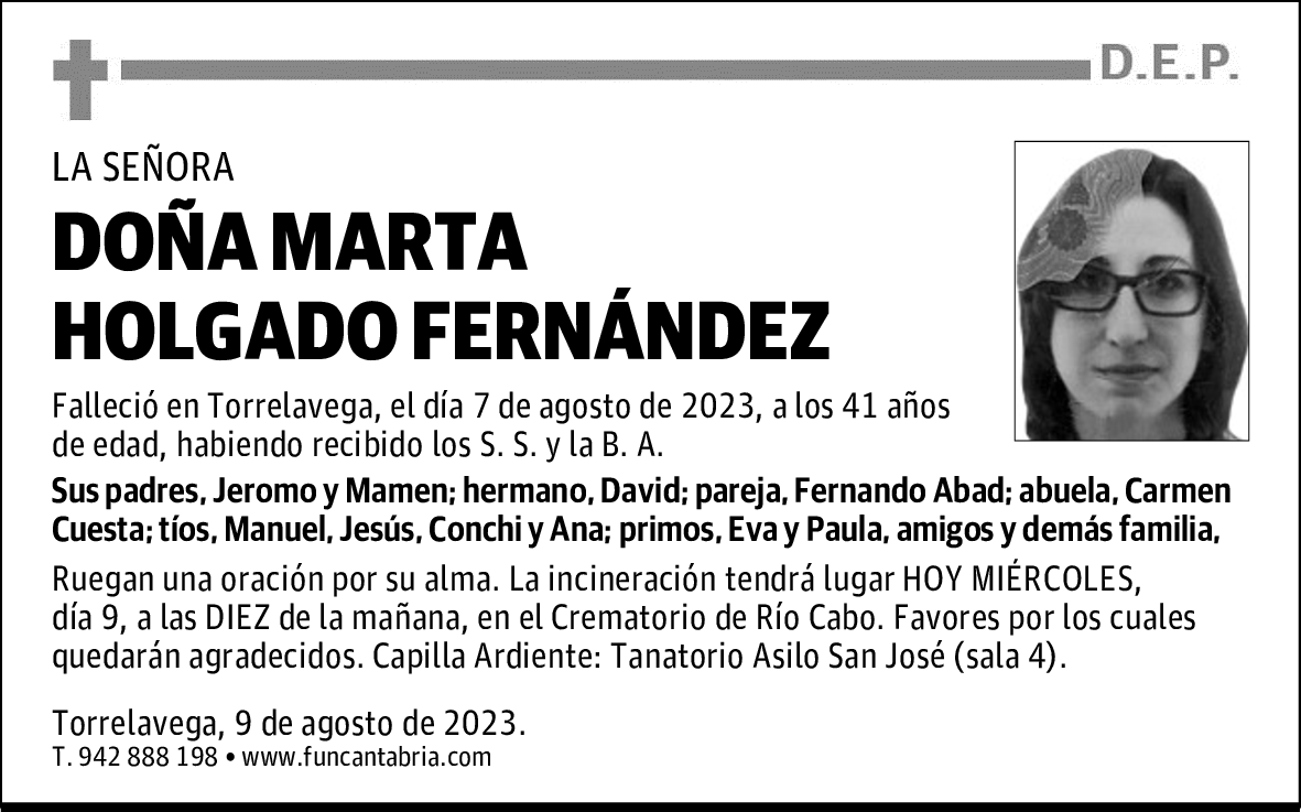 DOÑA MARTA HOLGADO FERNÁNDEZ