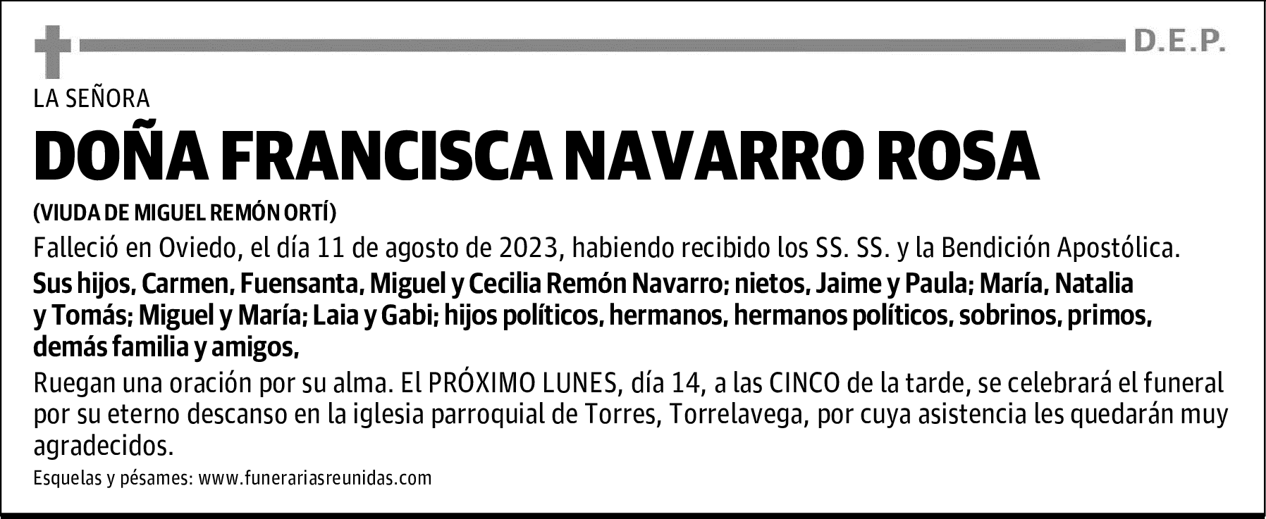 DOÑA FRANCISCA NAVARRO ROSA