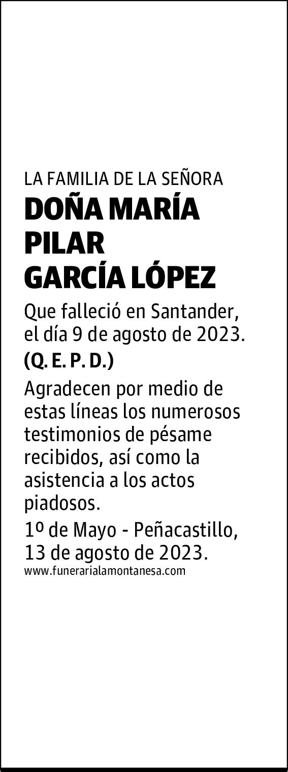 DOÑA MARÍA PILAR GARCÍA LÓPEZ