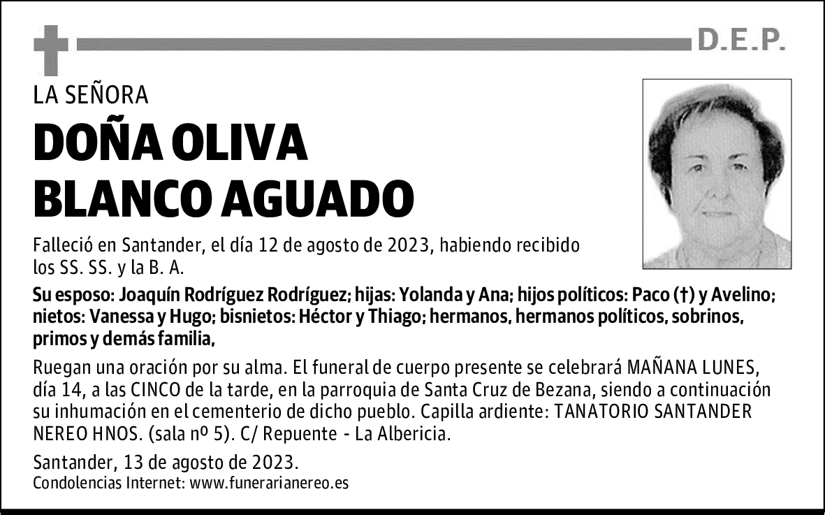 DOÑA OLIVA BLANCO AGUADO