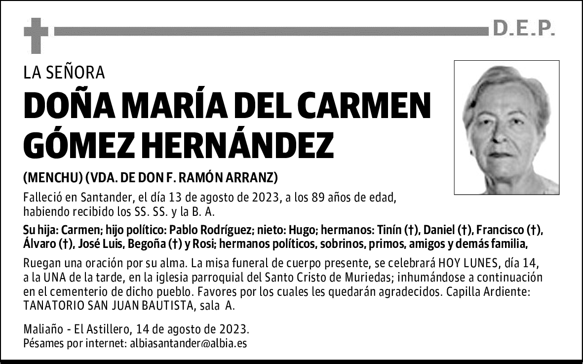 DOÑA MARÍA DEL CARMEN GÓMEZ HERNÁNDEZ