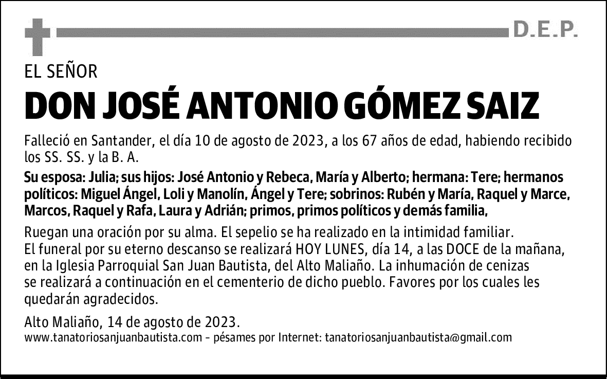 DON JOSÉ ANTONIO GÓMEZ SAIZ