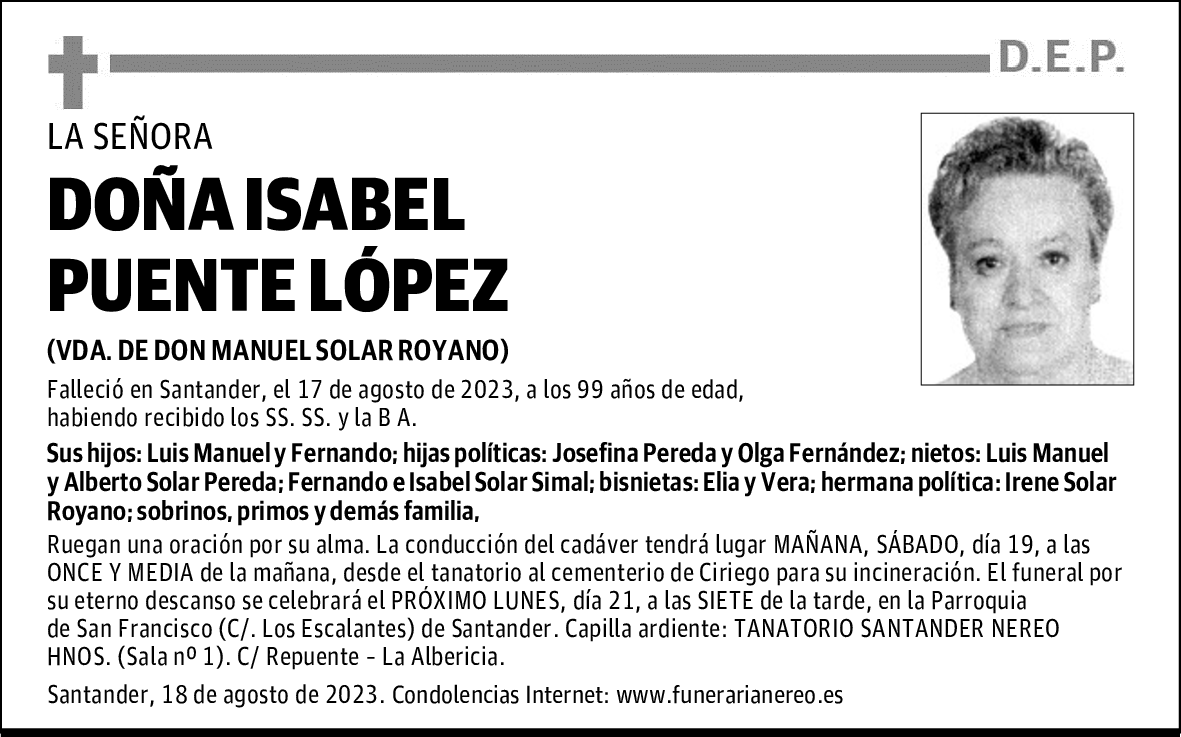 DOÑA ISABEL PUENTE LÓPEZ