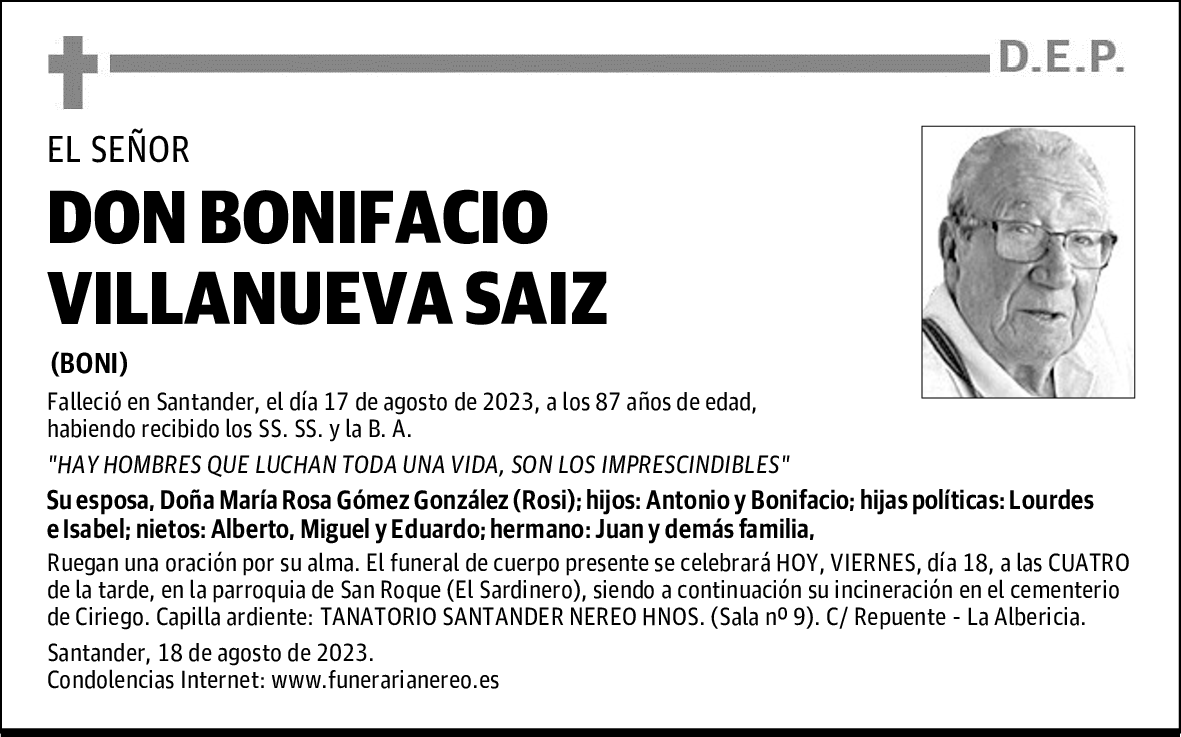 DON BONIFACIO VILLANUEVA SAIZ