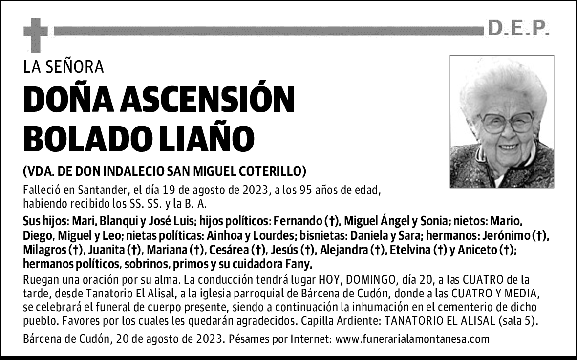 DOÑA ASCENSIÓN BOLADO LIAÑO