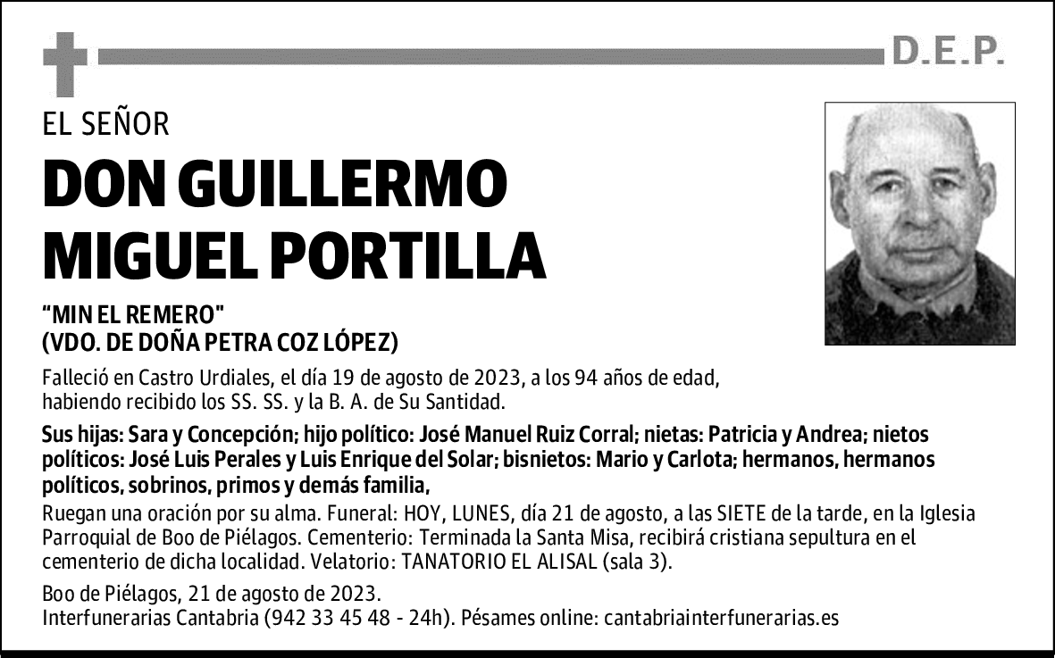 DON GUILLERMO MIGUEL PORTILLA
