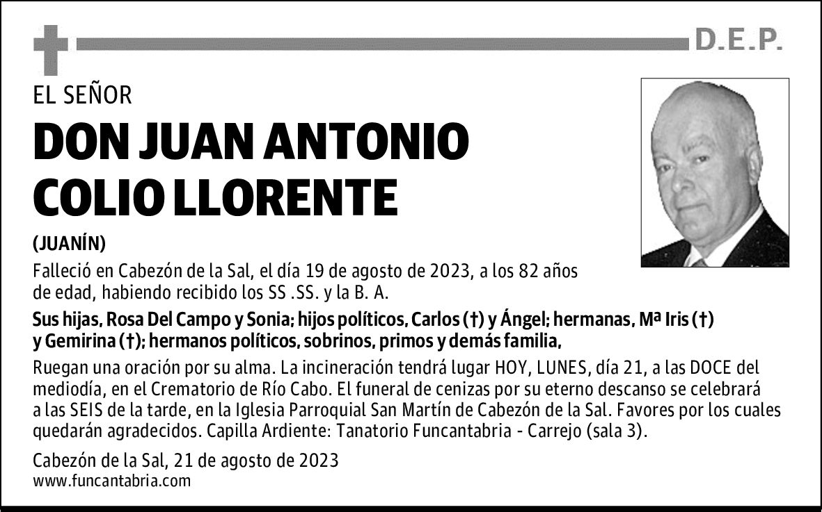 DON JUAN ANTONIO COLIO LLORENTE