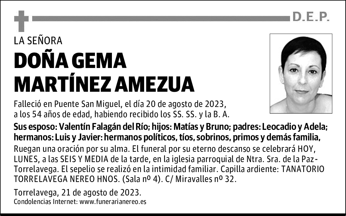 DOÑA GEMA MARTÍNEZ AMEZUA