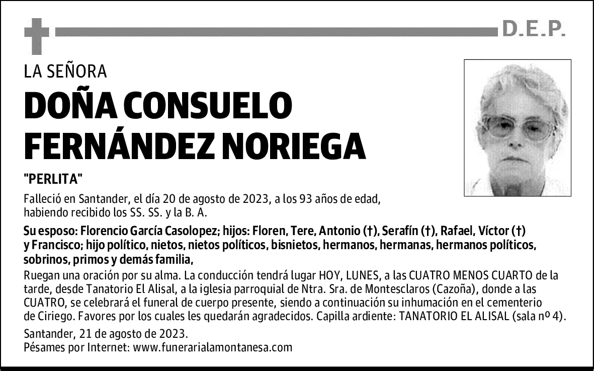 DOÑA CONSUELO FERNÁNDEZ NORIEGA