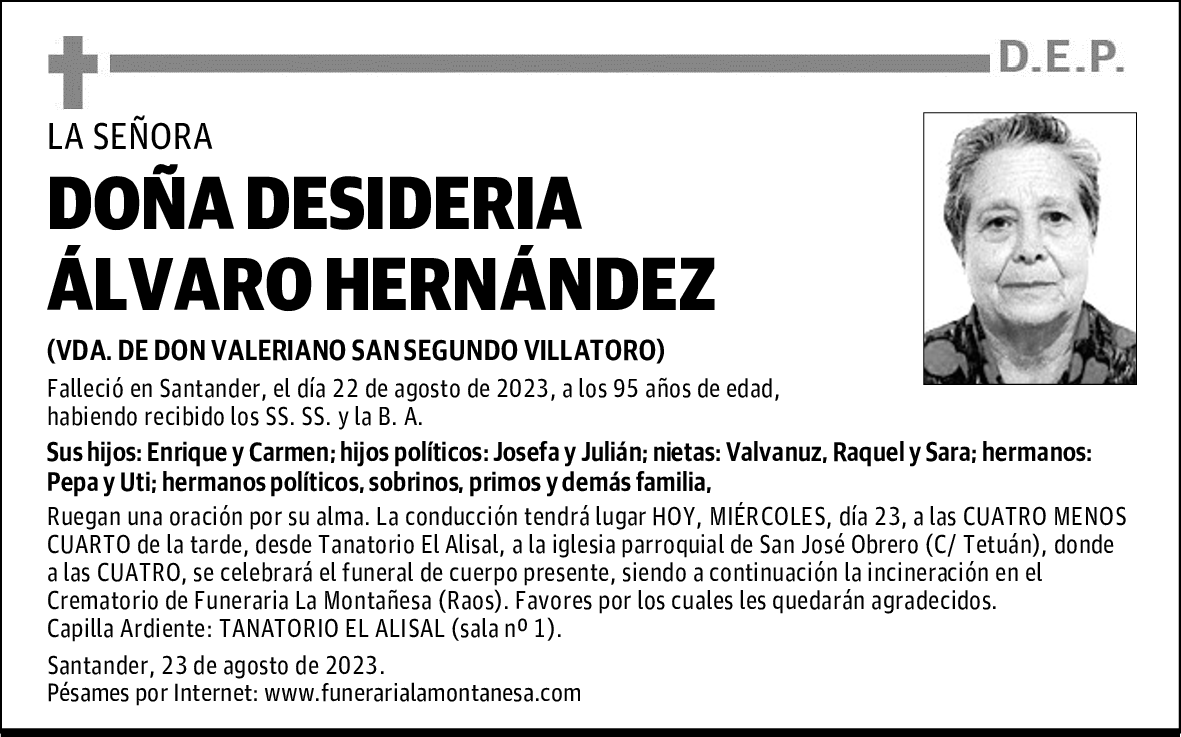 DOÑA DESIDERIA ÁLVARO HERNÁNDEZ