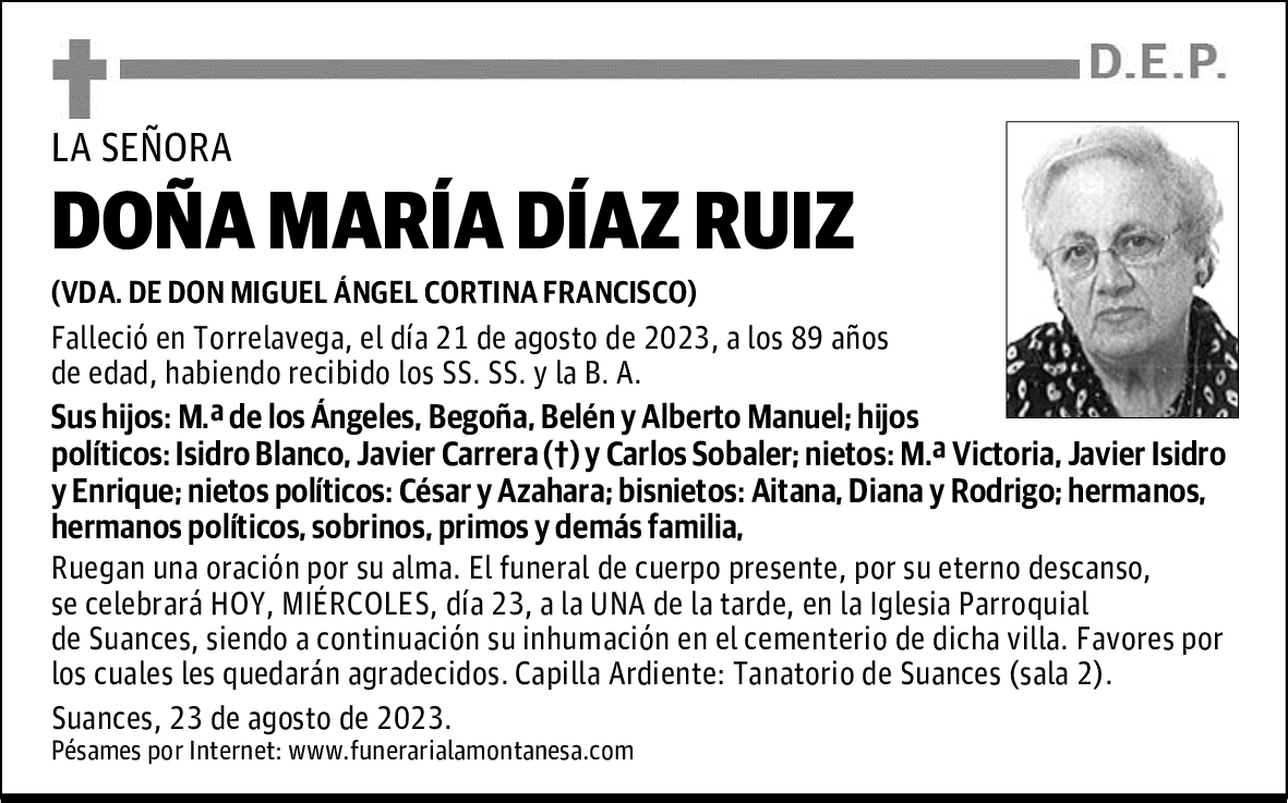 DOÑA MARÍA DÍAZ RUIZ