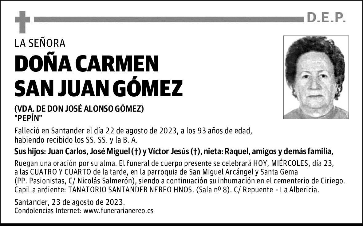 DOÑA CARMEN SAN JUAN GÓMEZ