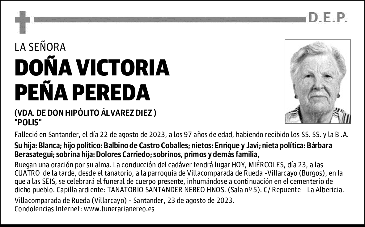 DOÑA VICTORIA PEÑA PEREDA