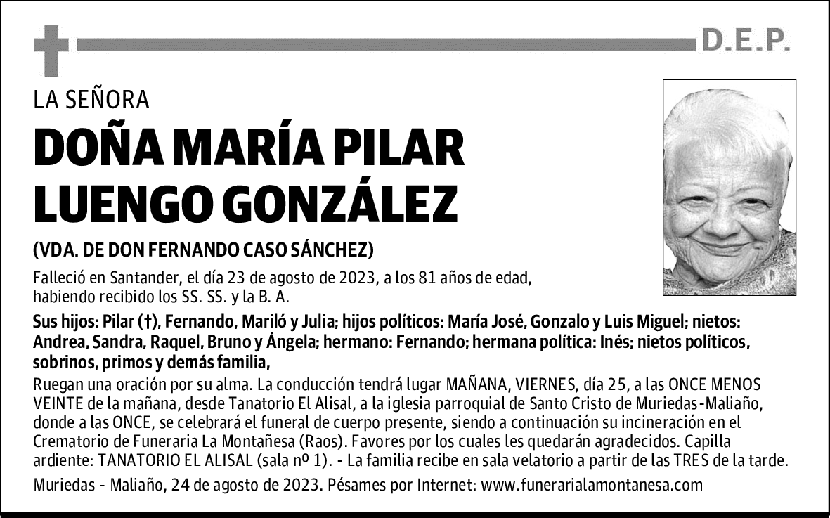 DOÑA MARÍA PILAR LUENGO GONZÁLEZ