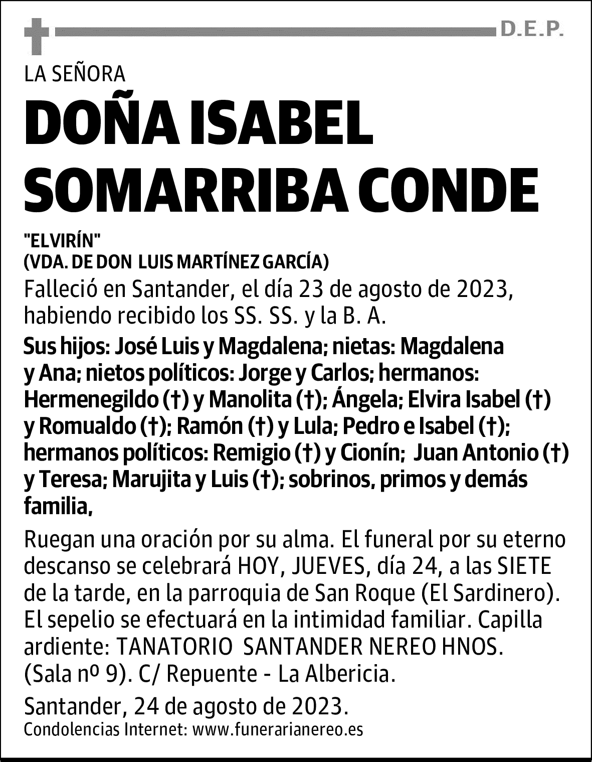 DOÑA ISABEL SOMARRIBA CONDE