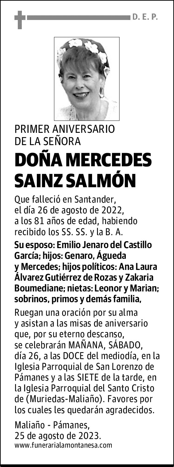DOÑA MERCEDES SAINZ SALMÓN