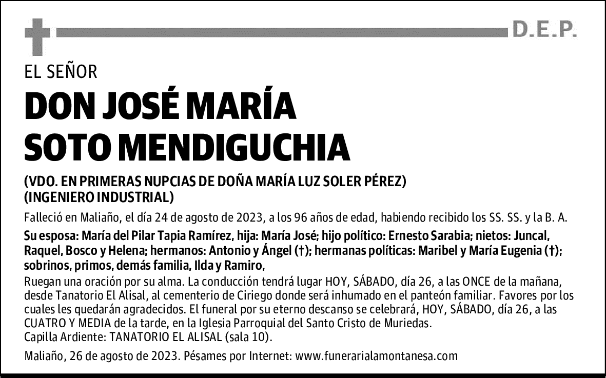 DON JOSÉ MARÍA SOTO MENDIGUCHIA