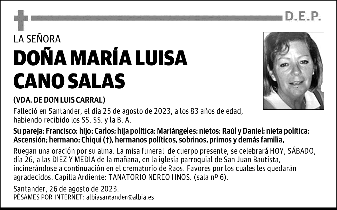 DOÑA MARÍA LUISA CANO SALAS