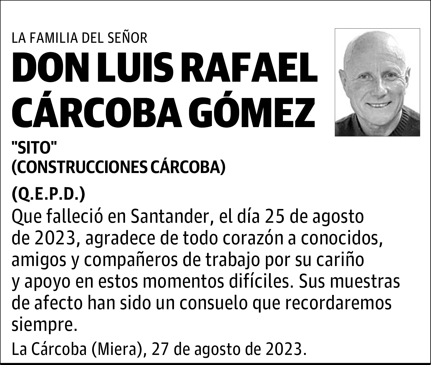 DON LUIS RAFAEL CÁRCOBA GÓMEZ