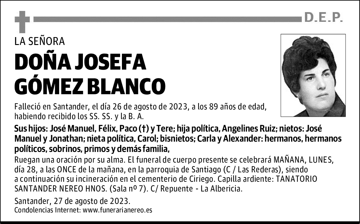 DOÑA JOSEFA GÓMEZ BLANCO
