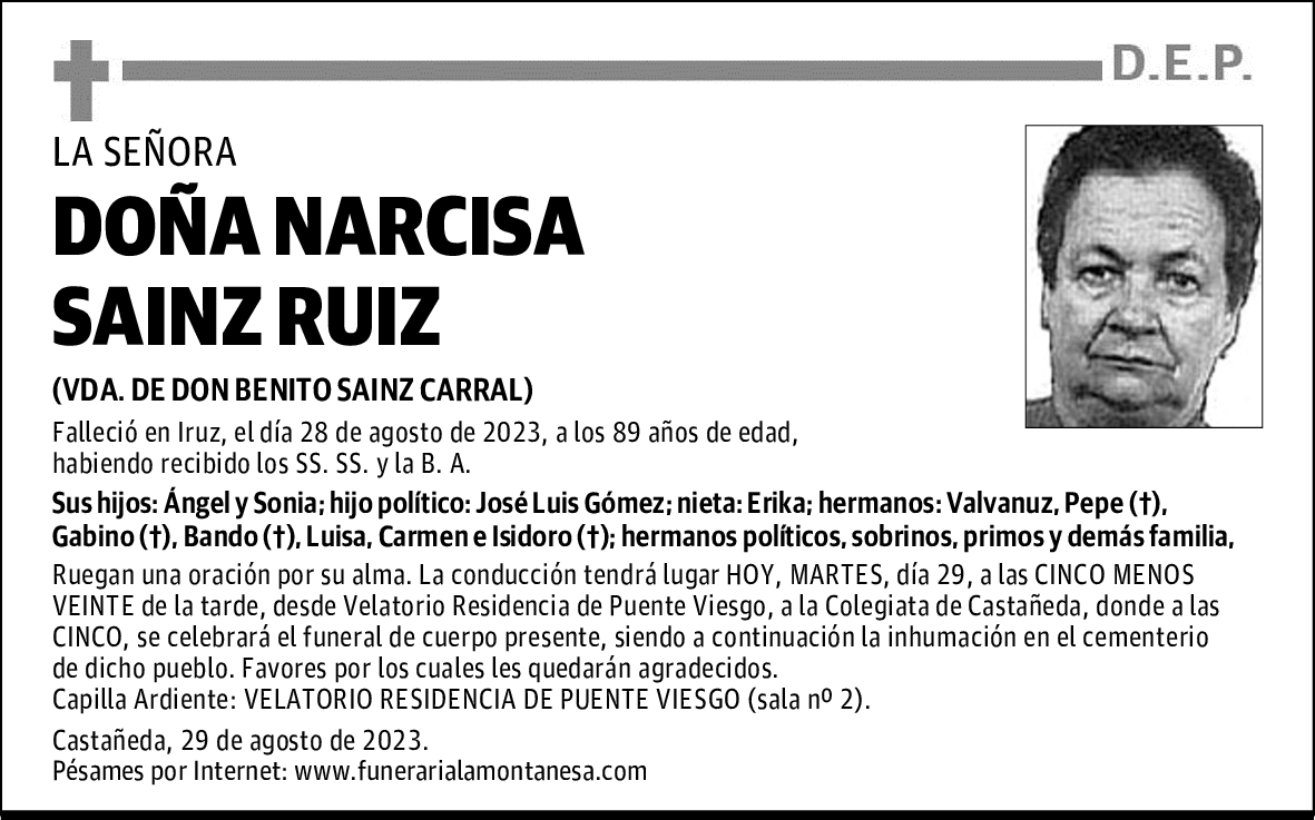 DOÑA NARCISA SAINZ RUIZ