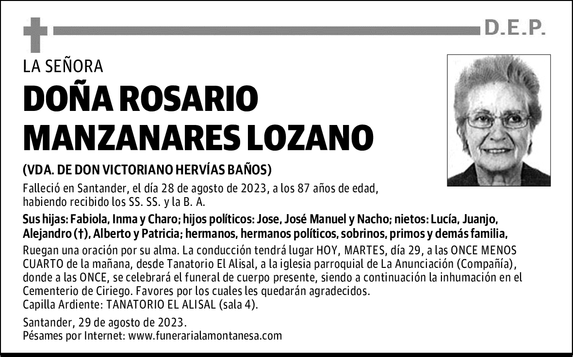 DOÑA ROSARIO MANZANARES LOZANO