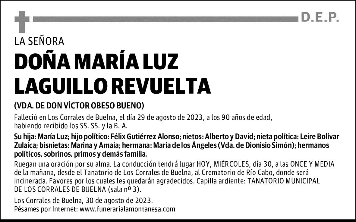 DOÑA MARÍA LUZ LAGUILLO REVUELTA