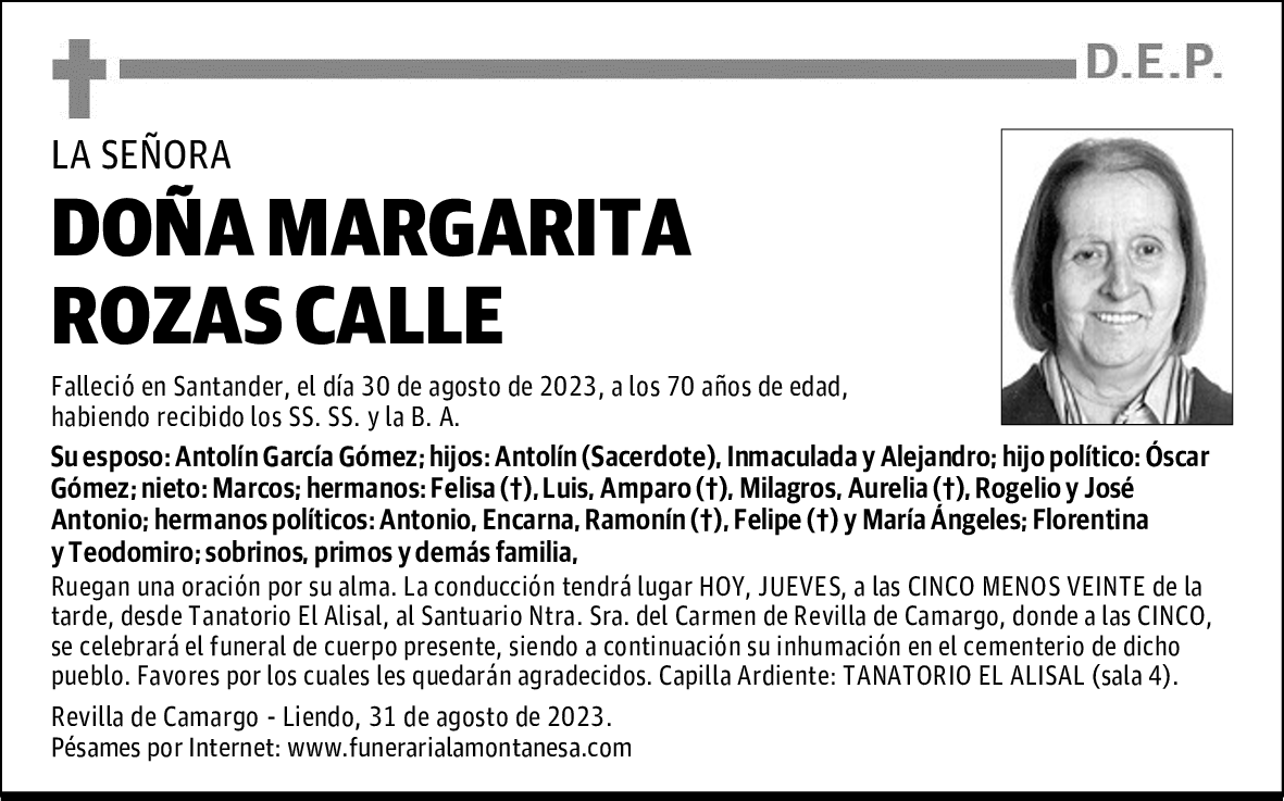 DOÑA MARGARITA ROZAS CALLE