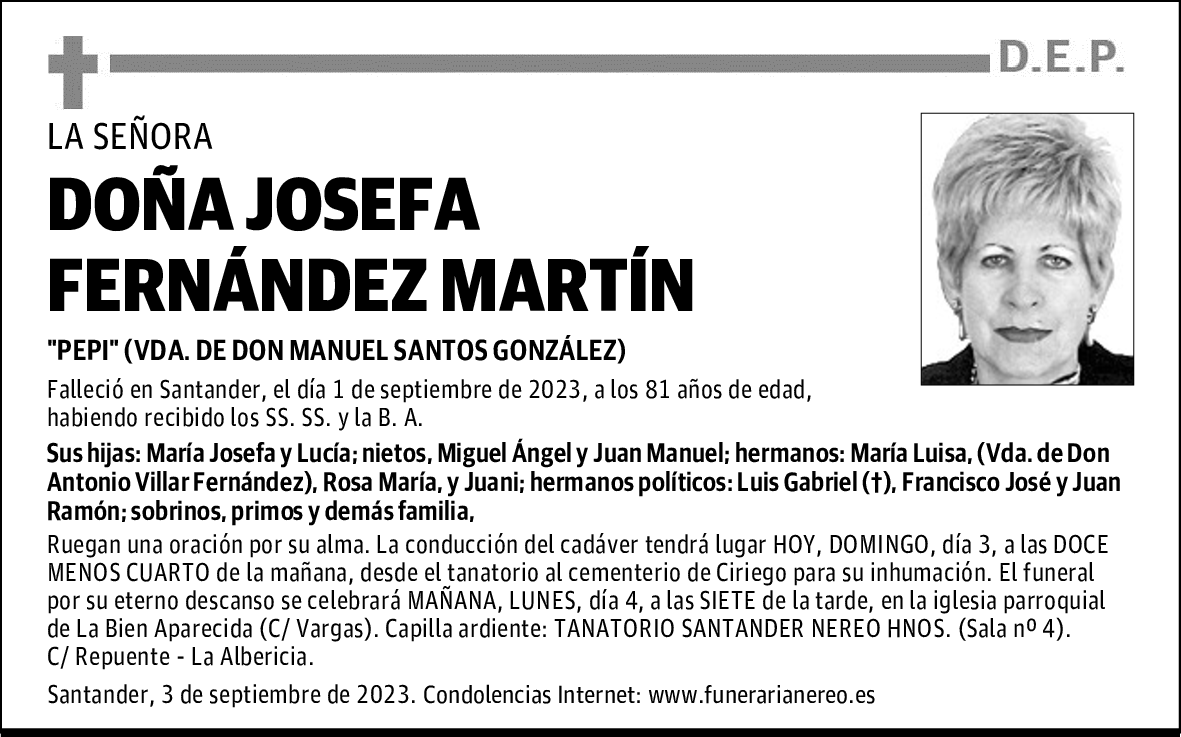 DOÑA JOSEFA FERNÁNDEZ MARTÍN