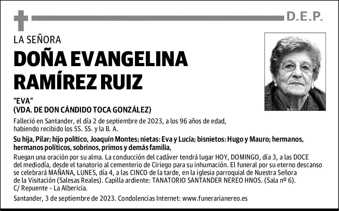 DOÑA EVANGELINA RAMÍREZ RUIZ