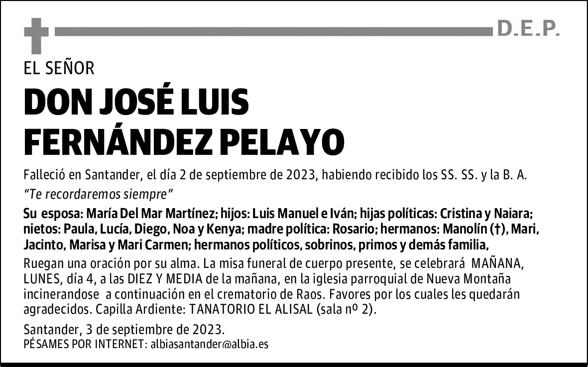 DON JOSÉ LUIS FERNÁNDEZ PELAYO