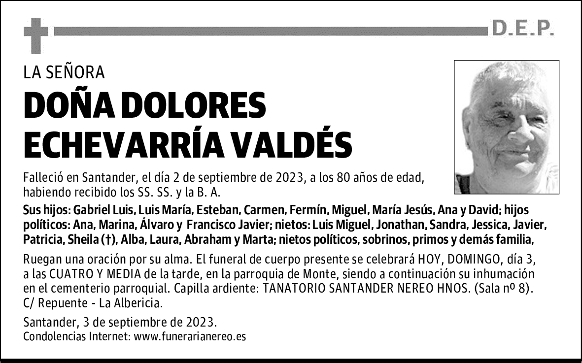 DOÑA DOLORES ECHEVARRÍA VALDÉS
