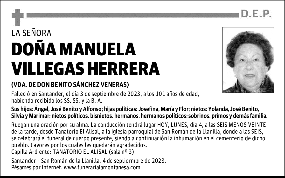 DOÑA MANUELA VILLEGAS HERRERA