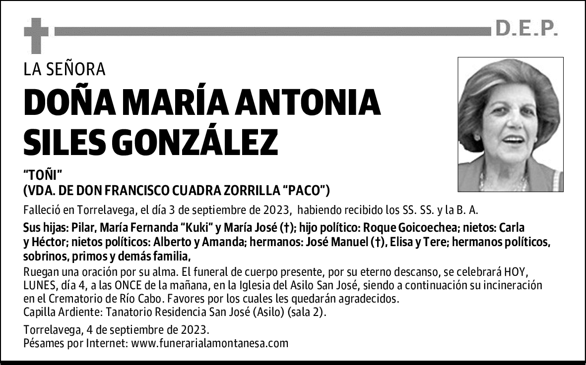 DOÑA MARÍA ANTONIA SILES GONZÁLEZ