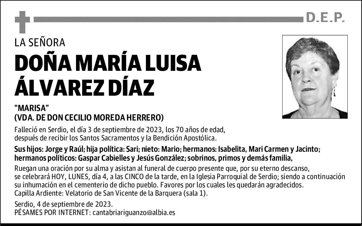 DOÑA MARÍA LUISA ÁLVAREZ DÍAZ