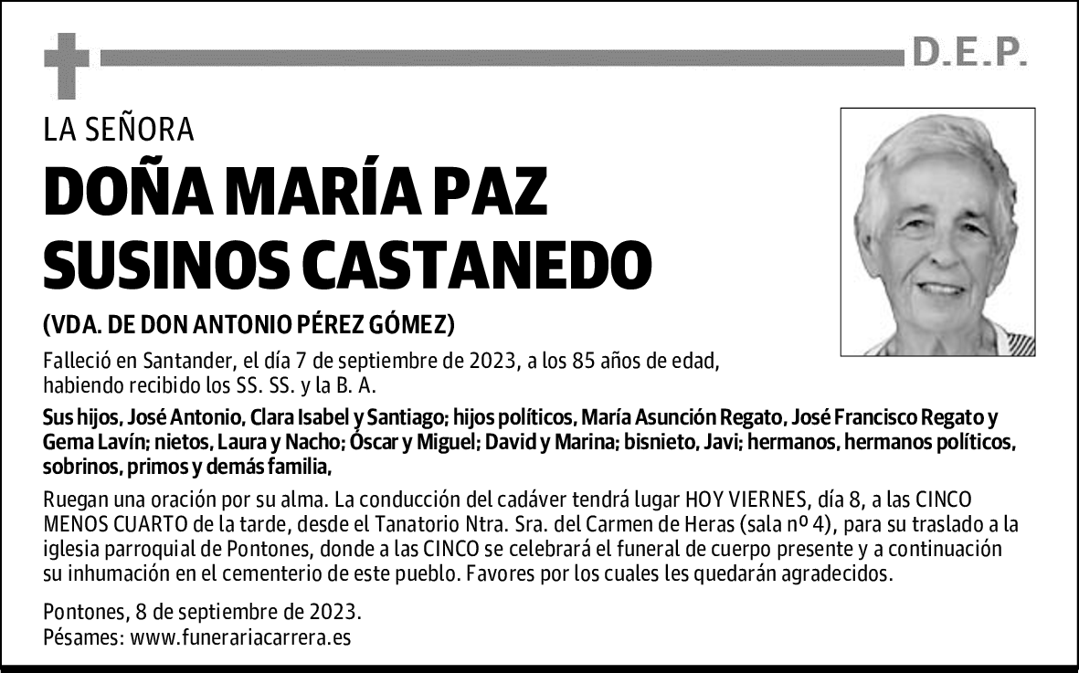 DOÑA MARÍA PAZ SUSINOS CASTANEDO